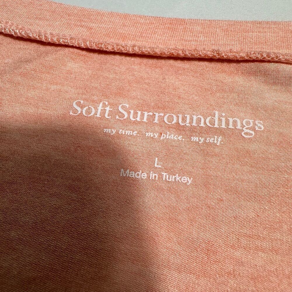 Soft Surroundings Jersey Tunic Top Womens Large Tropical Peach Floral Scoop Neck - Picture 9 of 13